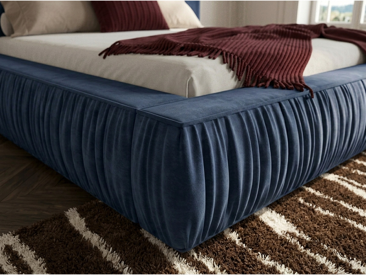 Lit bas coffre MARQUISE tissu velours lisse