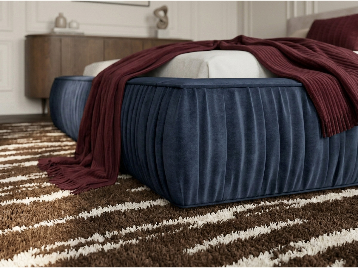 Lit coffre MARQUISE tissu velours lisse