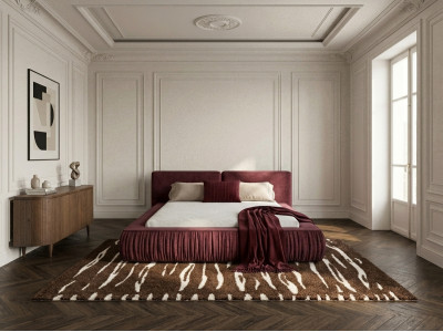 Lit coffre MARQUISE tissu velours lisse