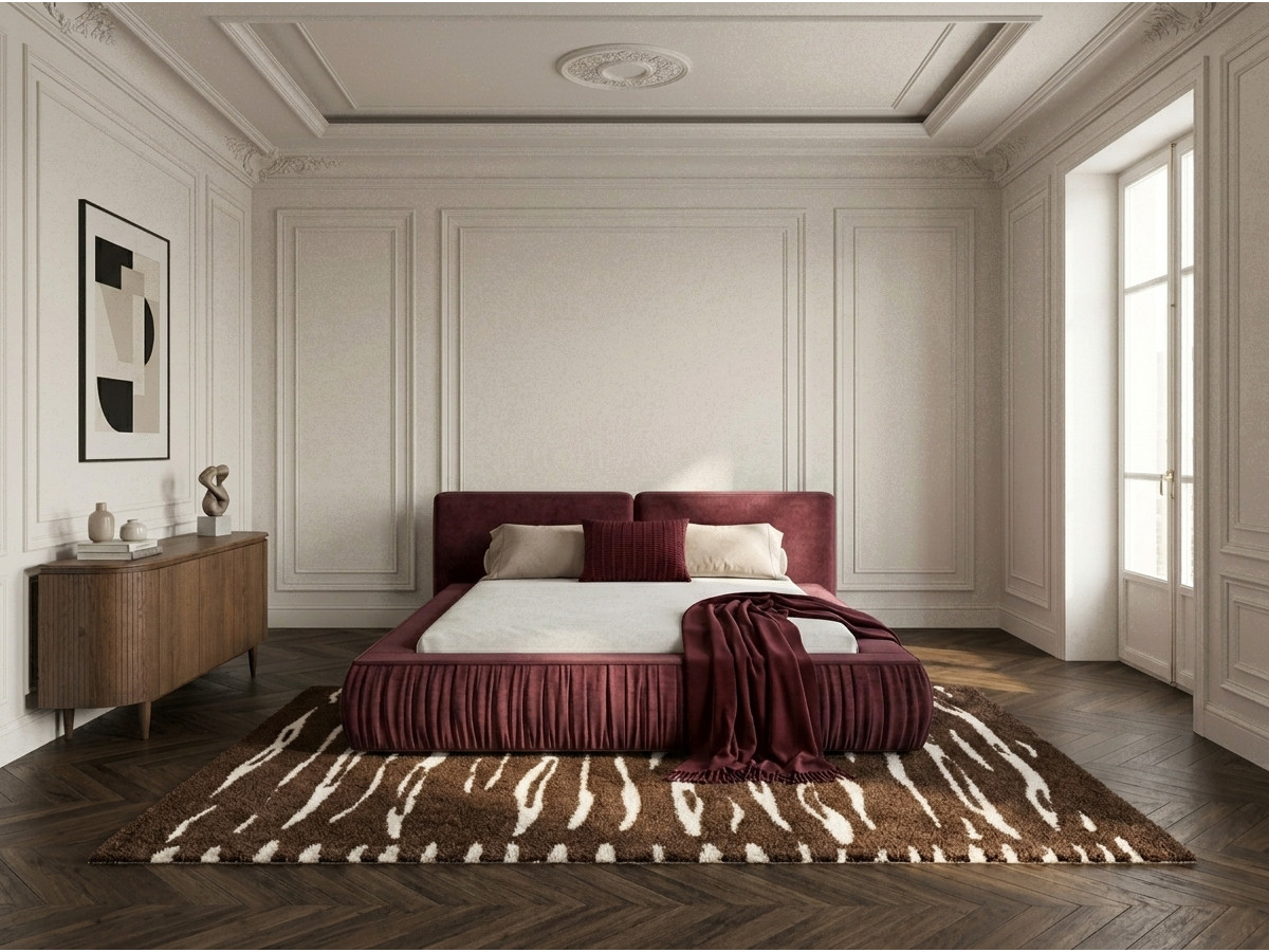 Lit coffre MARQUISE tissu velours lisse