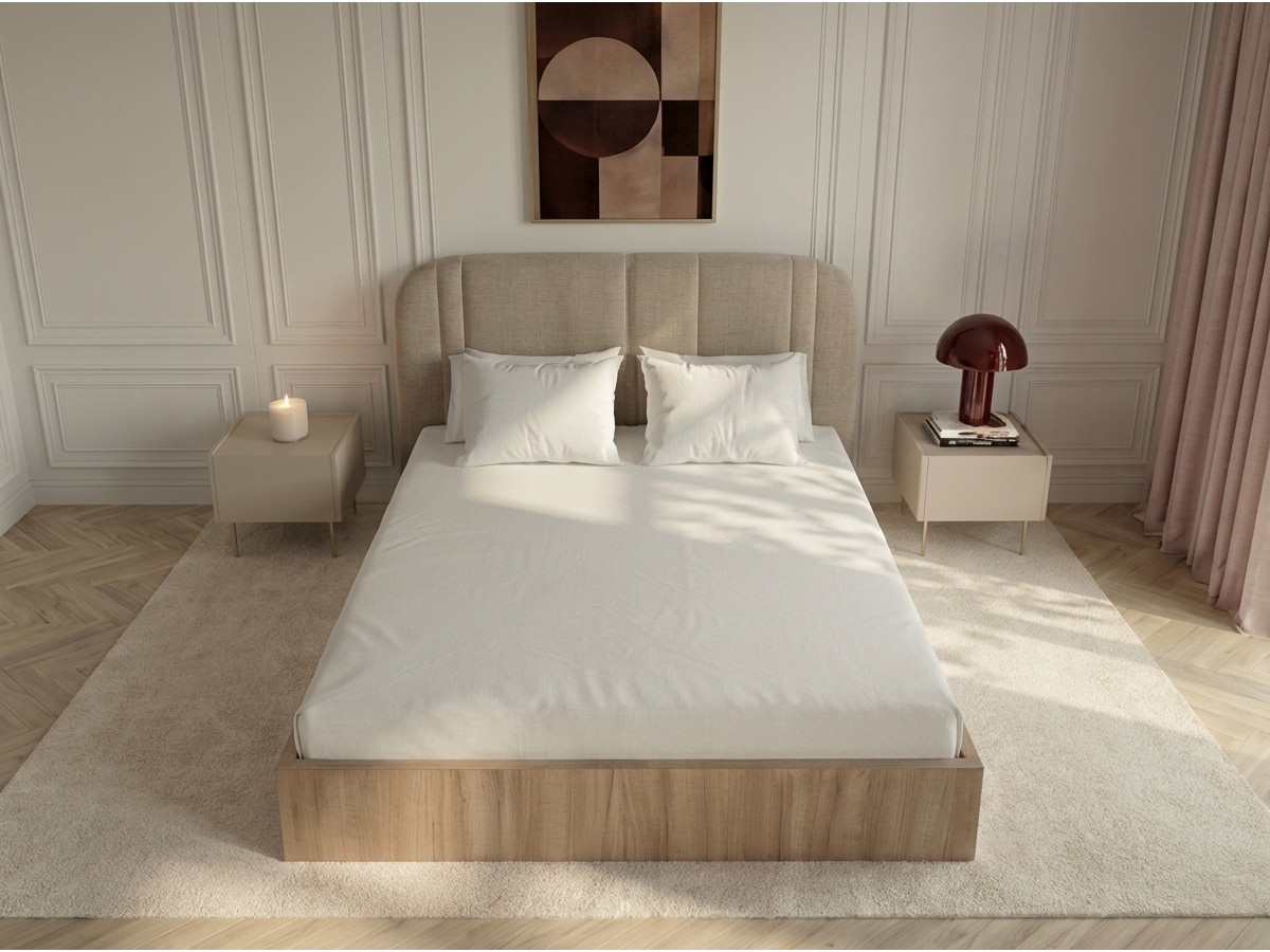 Lit coffre SIDNEY bois clair beige — vue 6