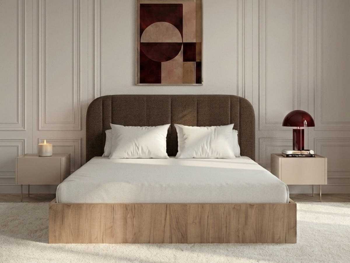 Lit coffre SIDNEY bois clair marron