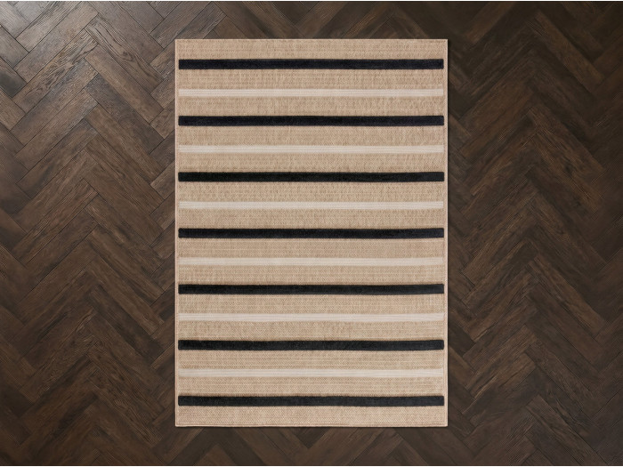 Tapis poils courtsHILDA aspect jute motif rayé