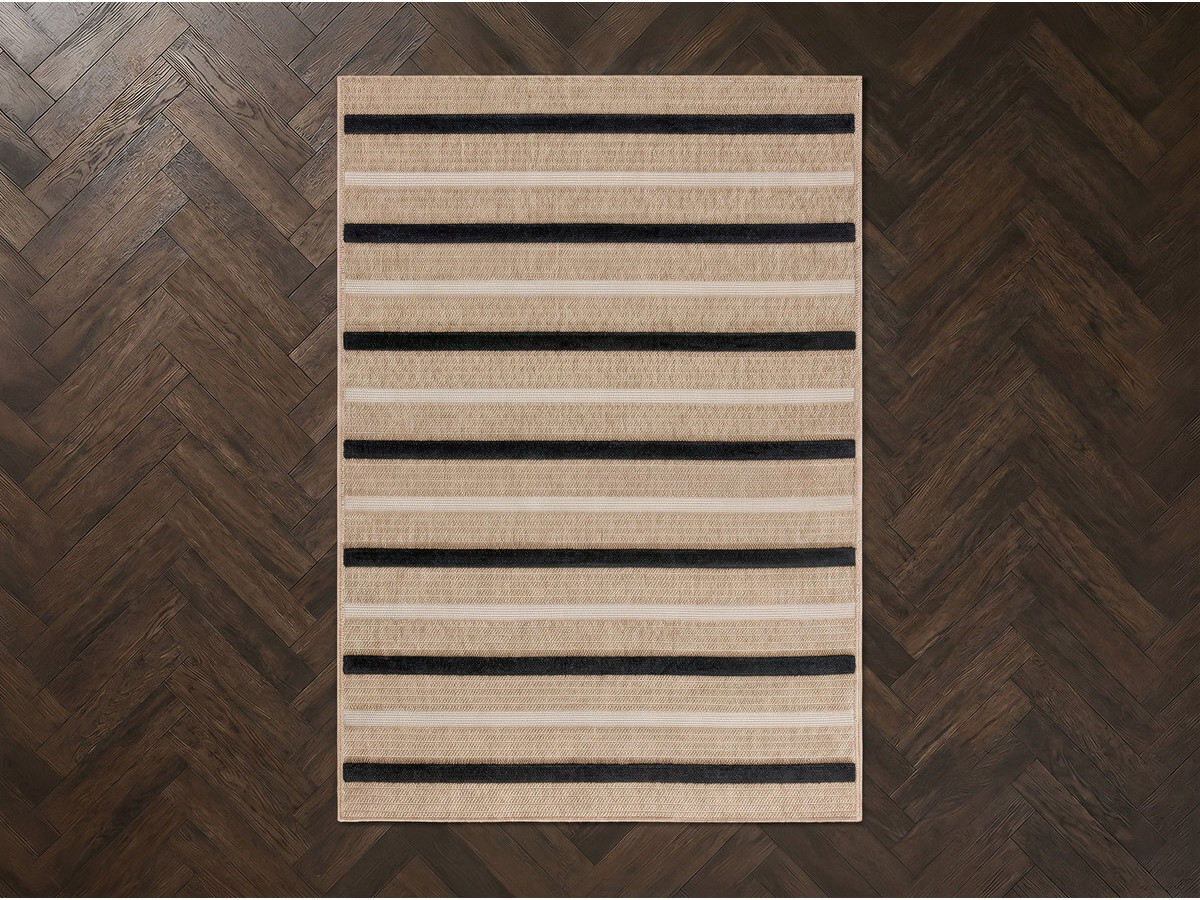 Tapis poils courts HILDA aspect jute motif rayé