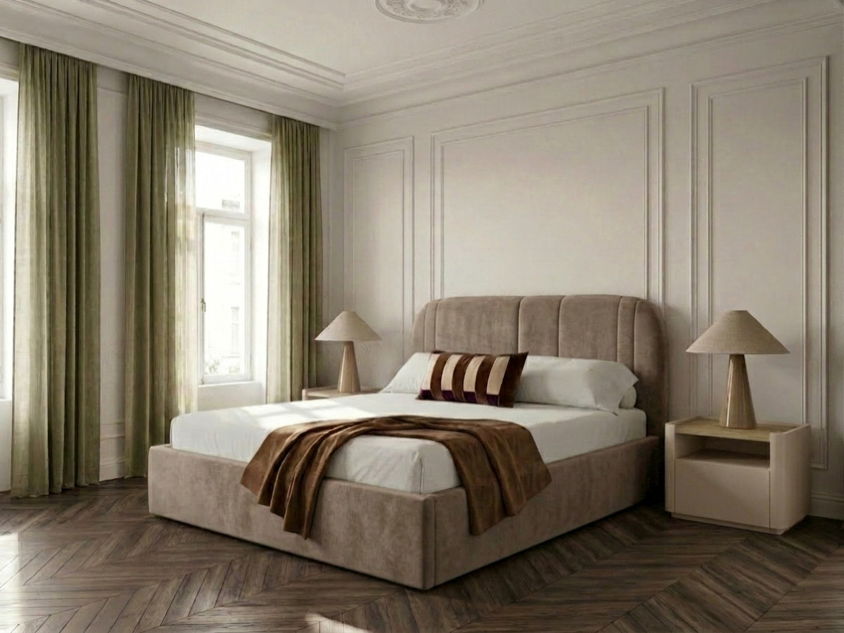 Lit coffre SIDNEY texturé taupe — vue 4