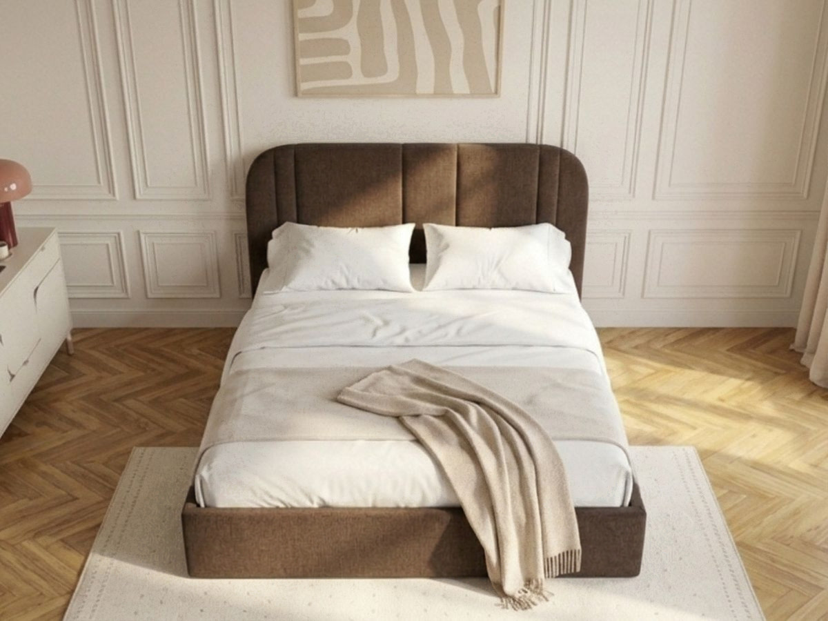 Lit coffre SIDNEY chenille marron — vue 6