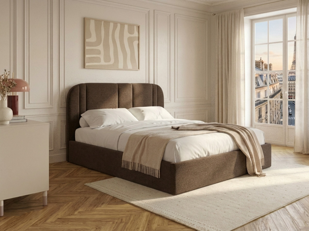 Lit coffre SIDNEY chenille marron — vue 4