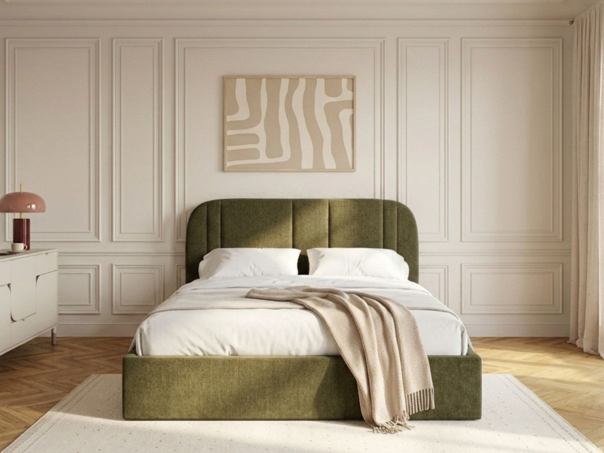 Lit coffre SIDNEY chenille vert