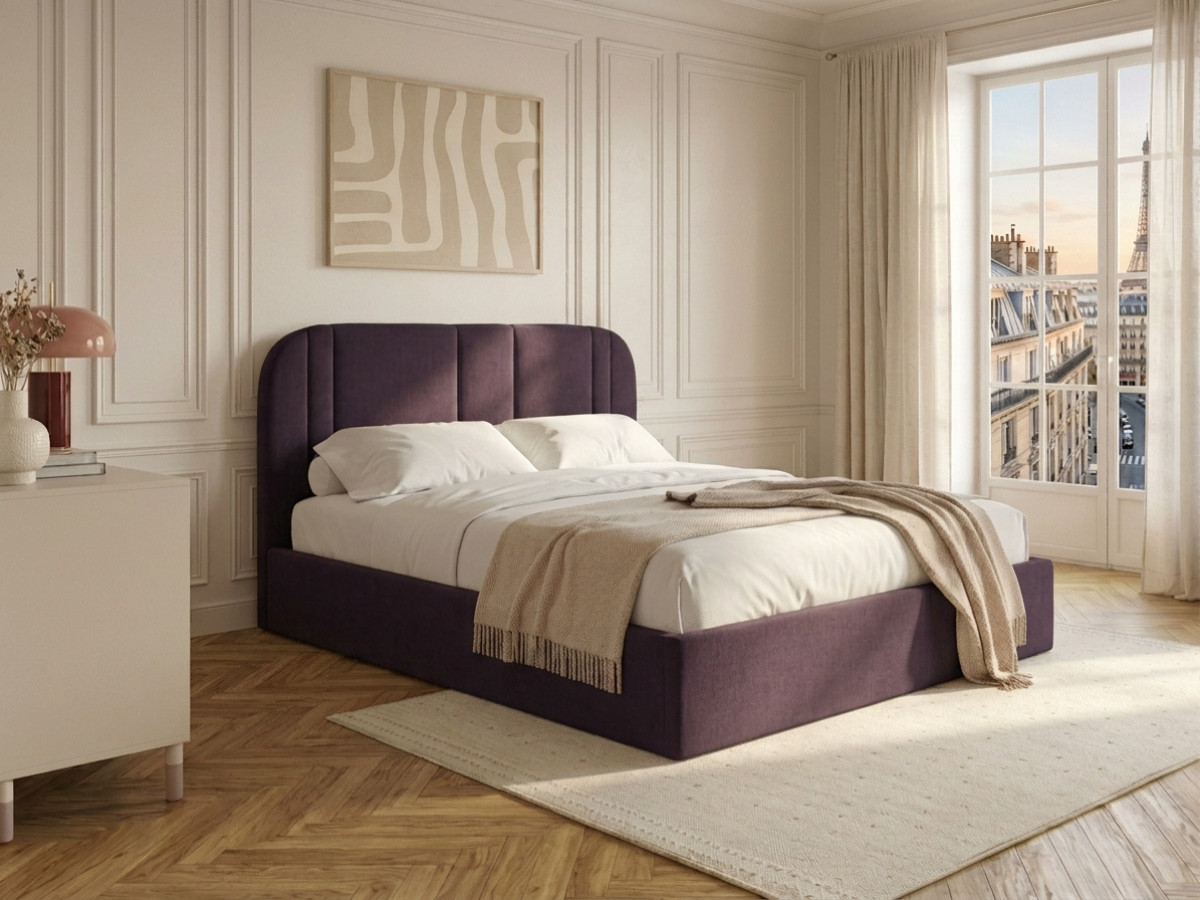 Lit coffre SIDNEY chenille violet — vue 4