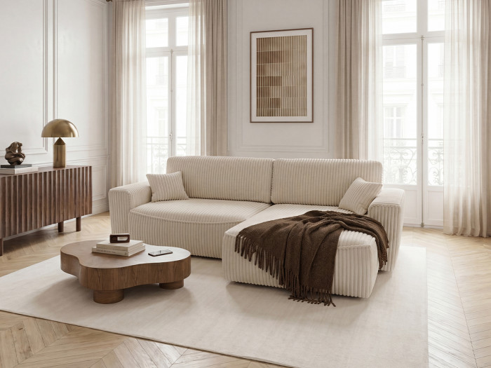 Canapé d'angle réversible convertible coffre AUSTIN gros velours côtelé