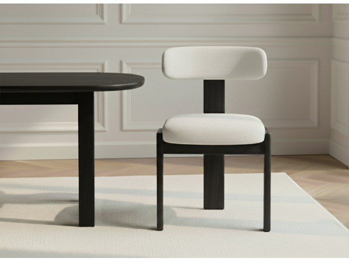 Lot de 2 chaises TANYA chêne massif noir et tissu texturé