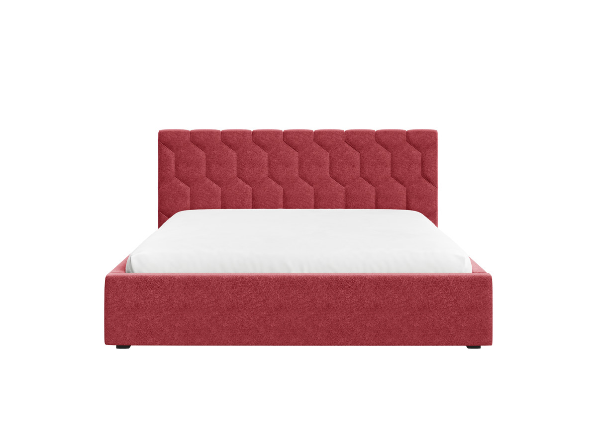 lit coffre rocca tissu chenille de couleur rouge