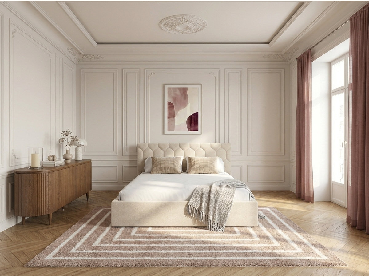 Lit coffre ROCCA tissu chenille