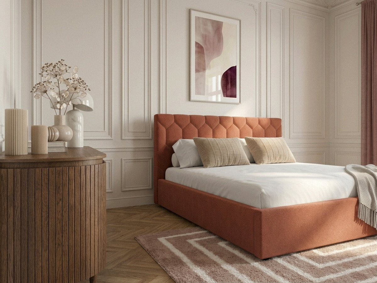 Lit coffre ROCCA tissu chenille