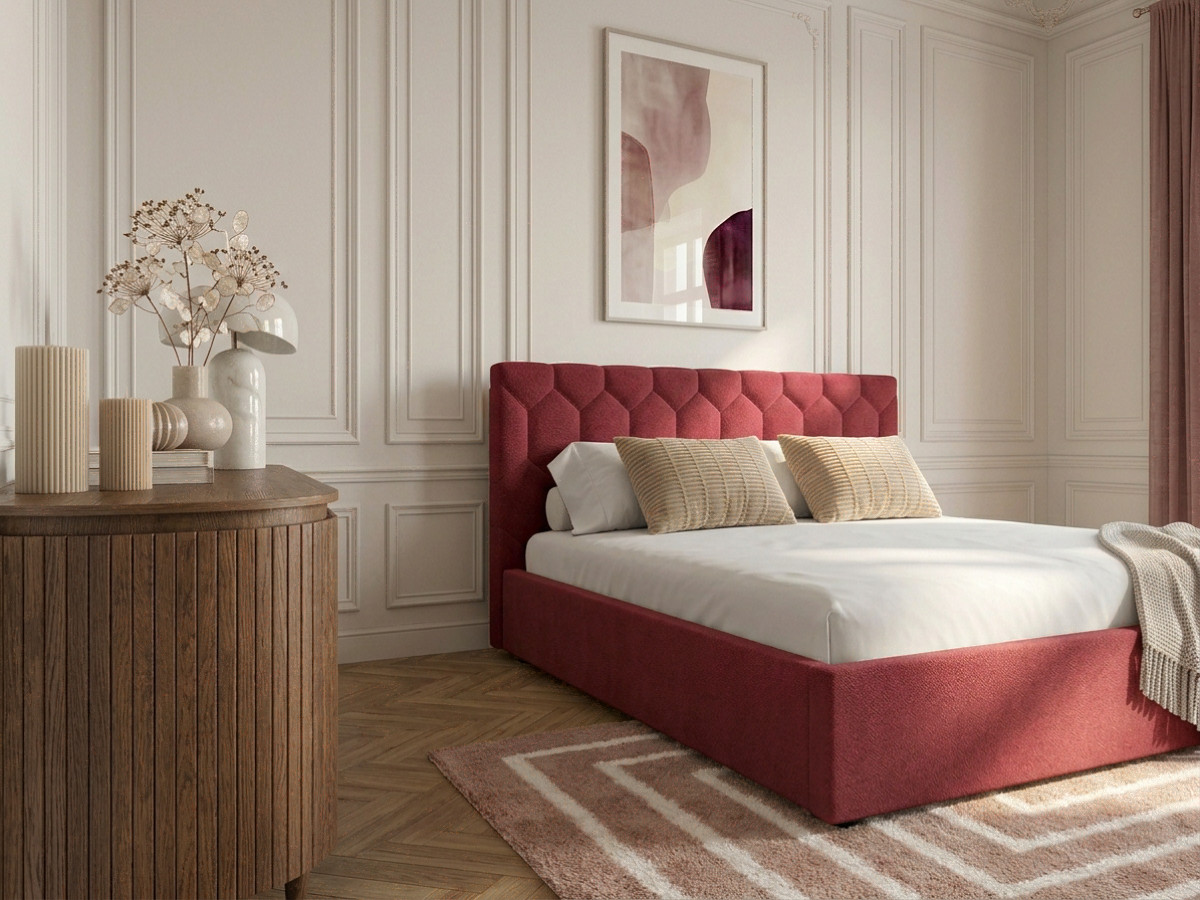 Lit coffre ROCCA tissu chenille