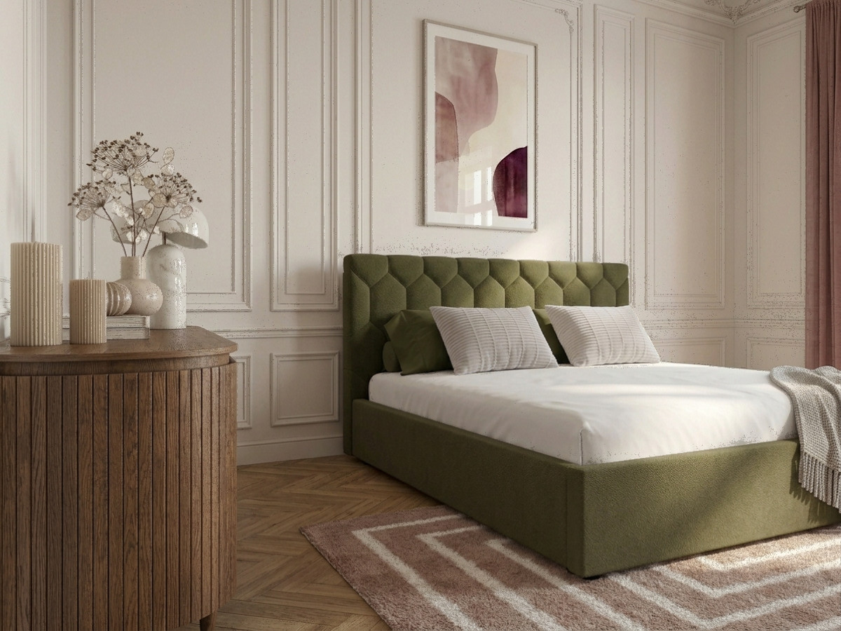 Lit coffre ROCCA tissu chenille