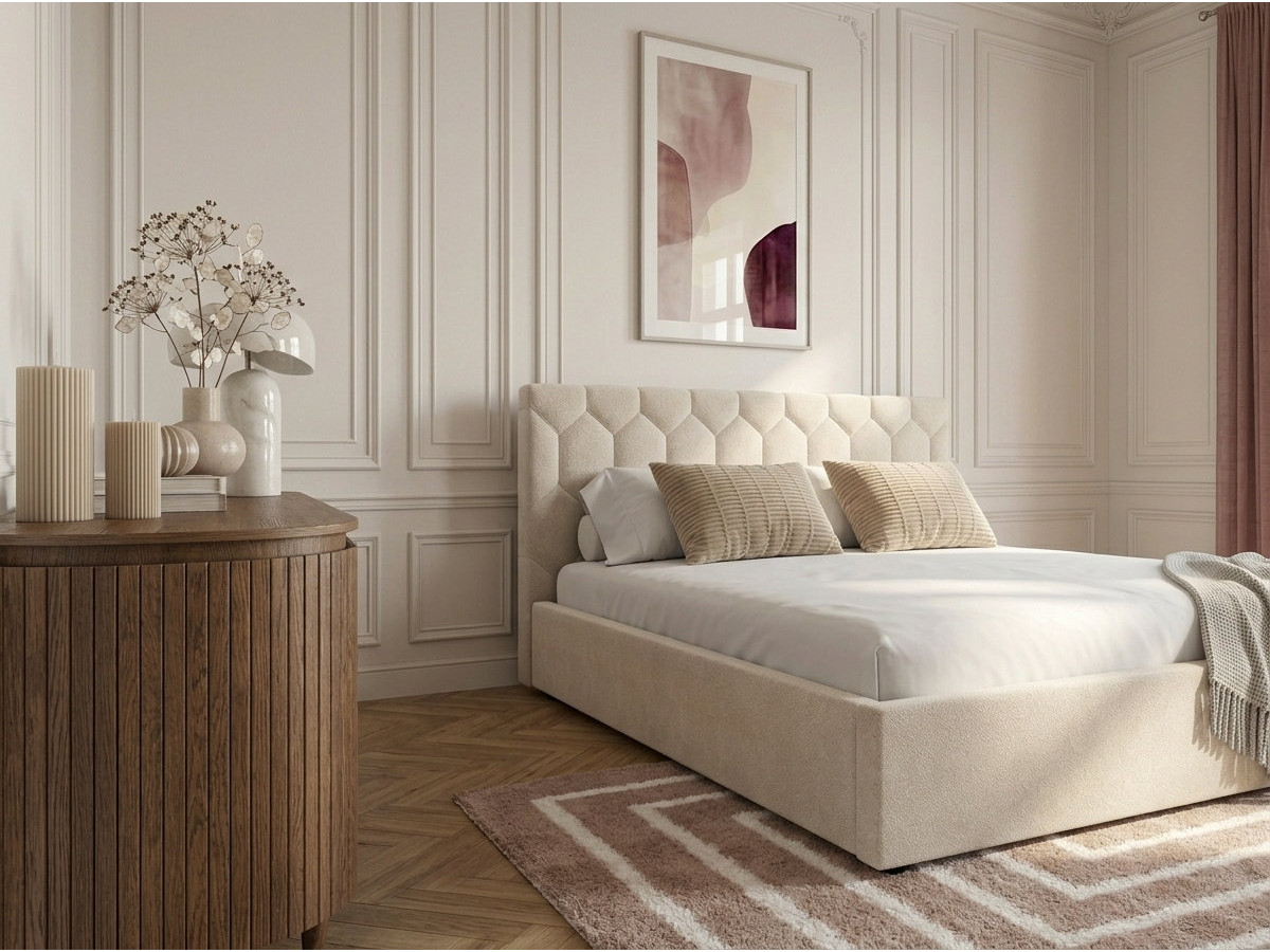 Lit coffre ROCCA tissu chenille