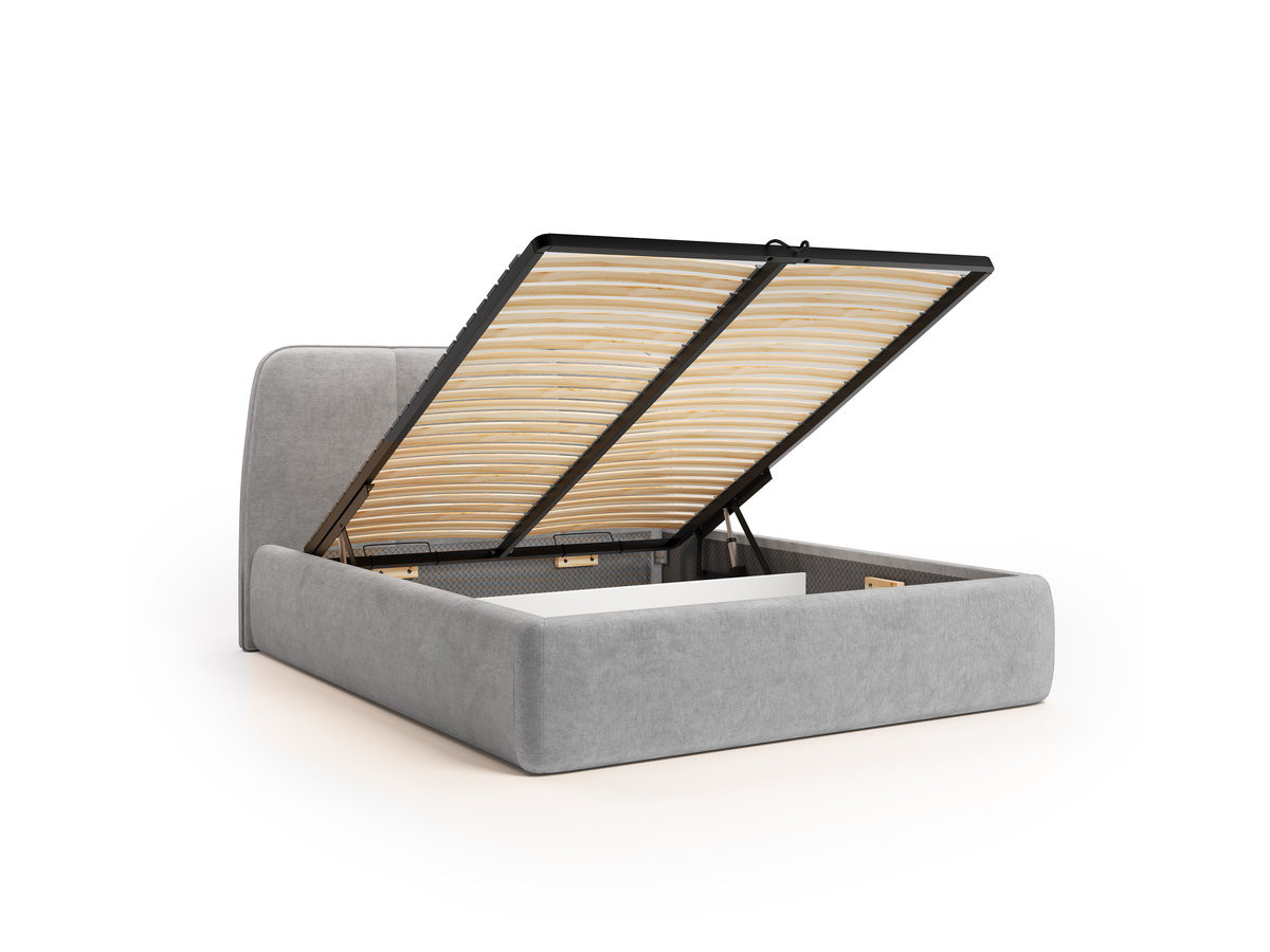 Elektrisch bed met opbergruimte MOONA in glad fluweel