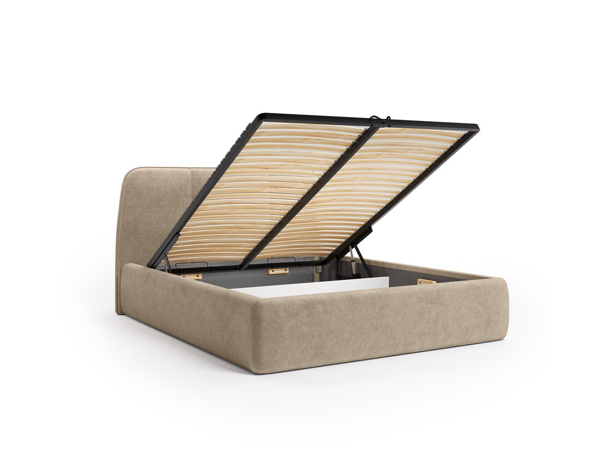 Elektrisch bed met opbergruimte MOONA in glad fluweel