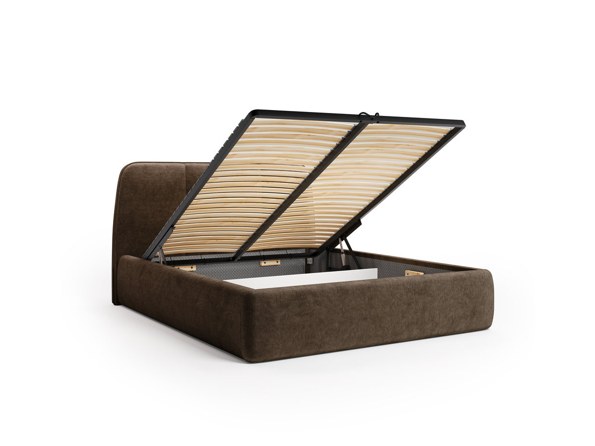 Elektrisch bed met opbergruimte MOONA in glad fluweel