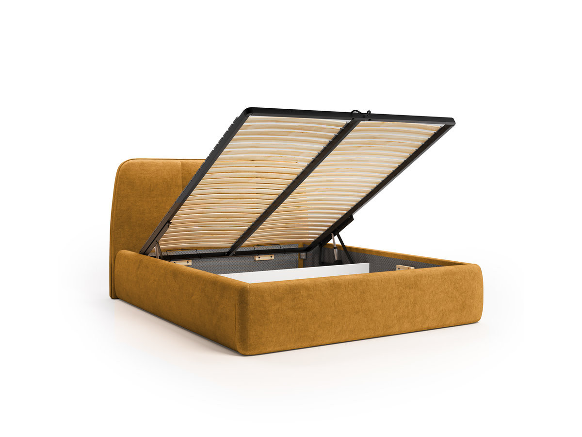 Elektrisch bed met opbergruimte MOONA in glad fluweel