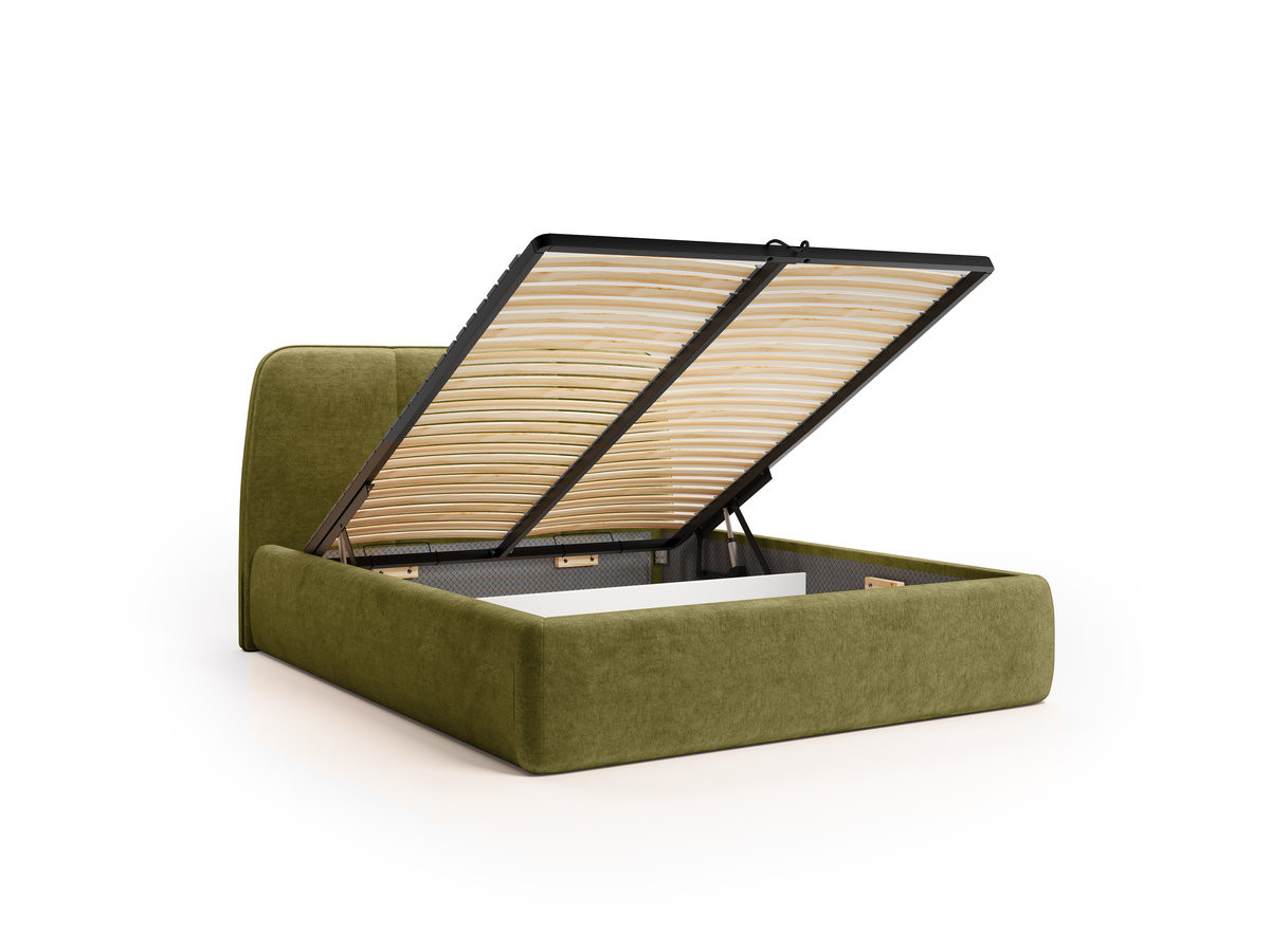 Elektrisch bed met opbergruimte MOONA in glad fluweel