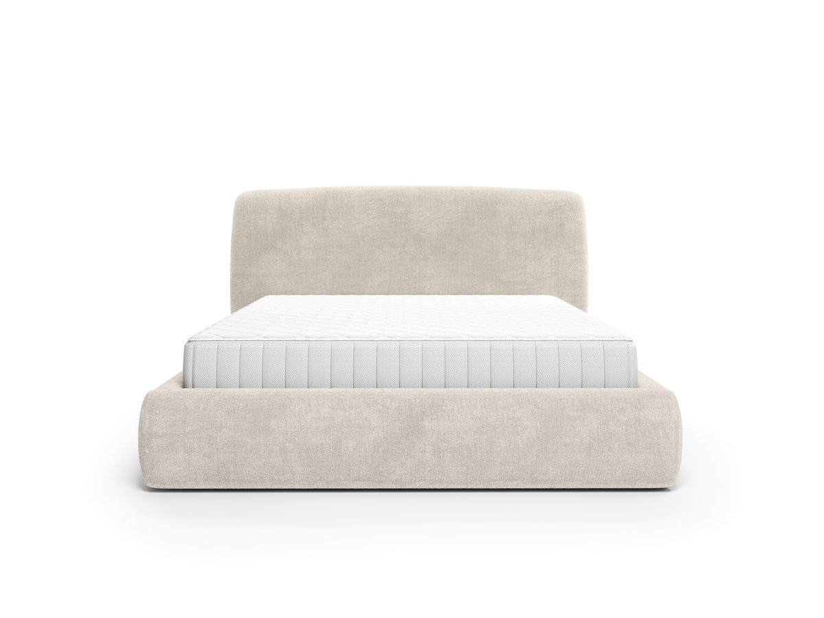 Ensemble avec lit coffre ELIXA tissu texturé + matelas hybride