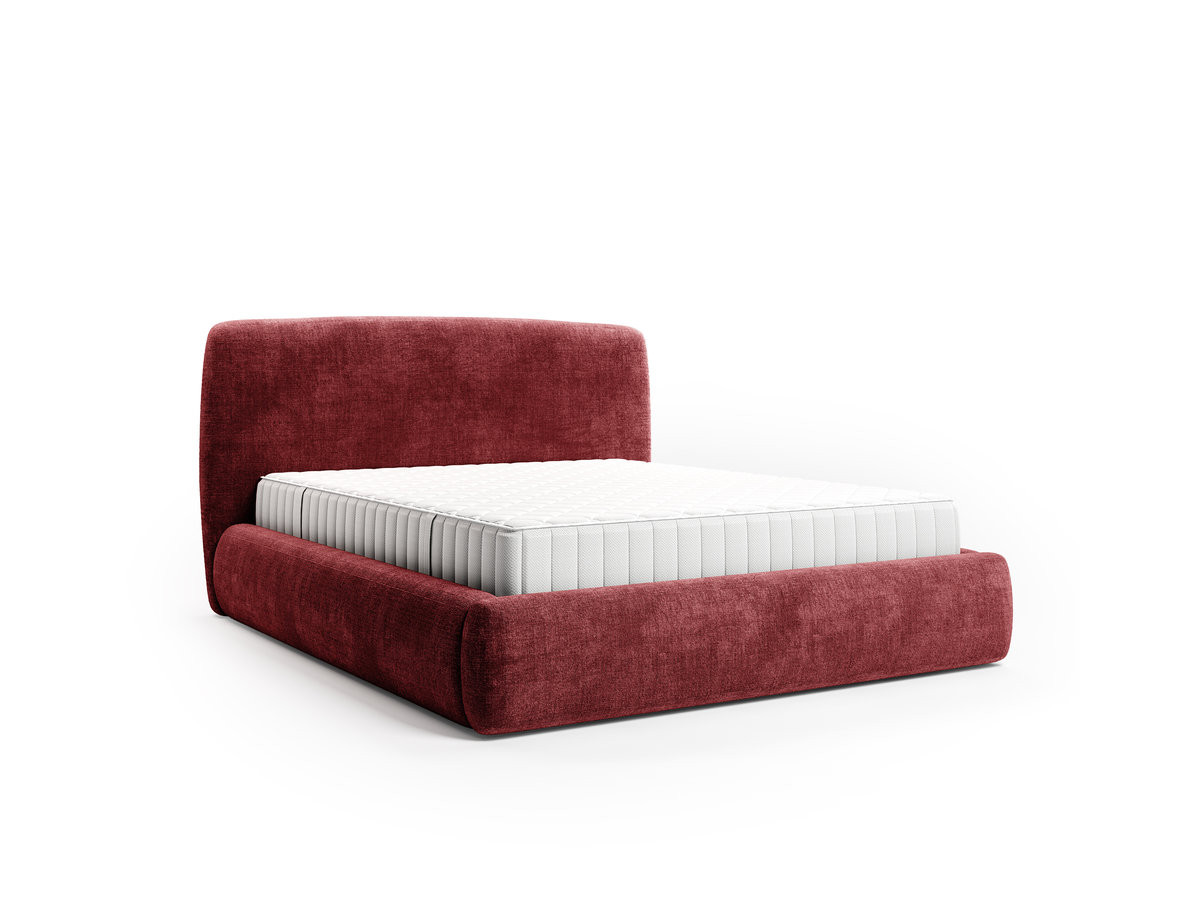 Ensemble avec lit coffre ELIXA tissu texturé + matelas hybride