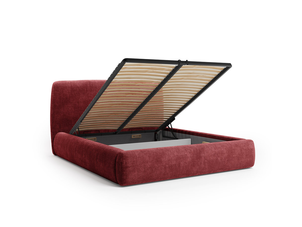 Ensemble avec lit coffre ELIXA tissu texturé + matelas hybride
