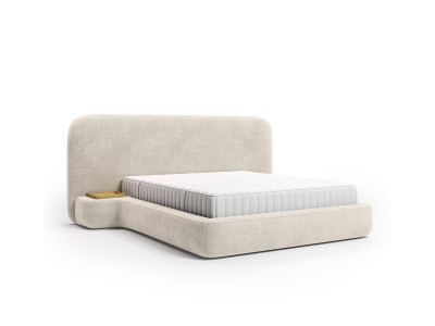 Ensemble avec lit coffre AURAE avec chevets intégrés + matelas hybride
