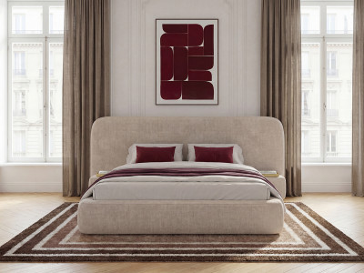 Ensemble avec lit coffre AURAE avec chevets intégrés + matelas hybride