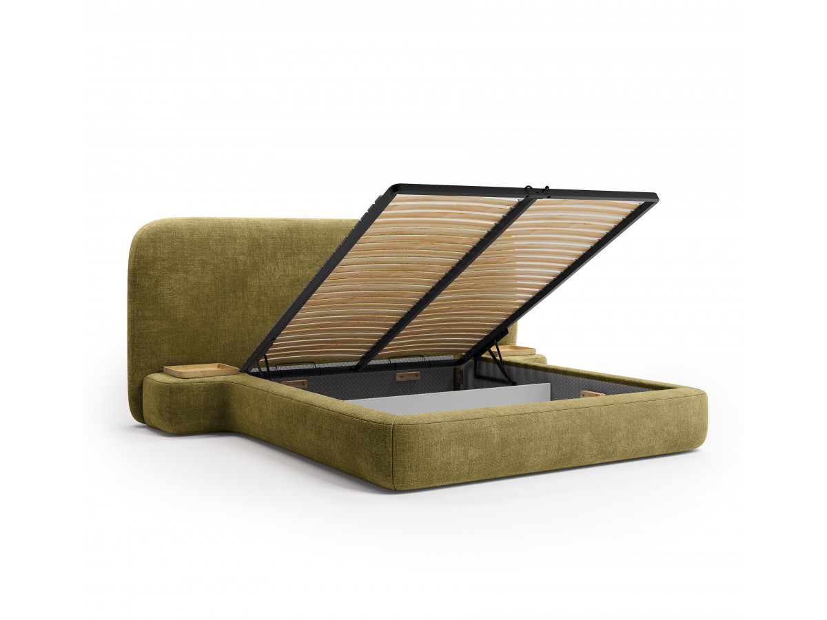 Ensemble avec lit coffre AURAE avec chevets intégrés + matelas hybride vert — vue 6