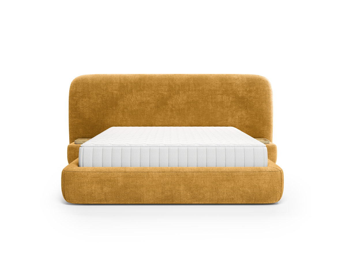 Ensemble avec lit coffre AURAE avec chevets intégrés + matelas hybride jaune — vue 5