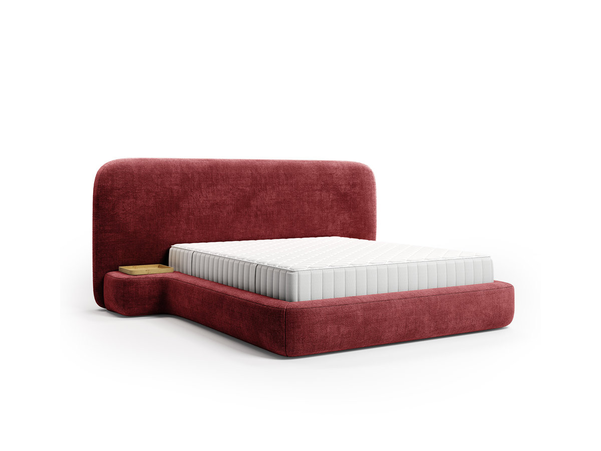 set met opbergbed aurae met geïntegreerde nachtkastjes + matras gekleurd rood