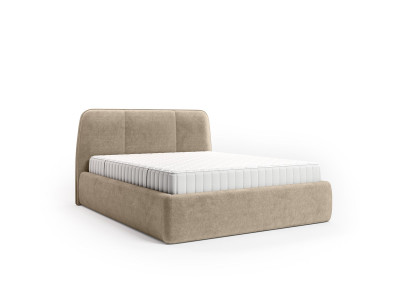 Ensemble avec lit coffre MOONA velours lisse + matelas hybride