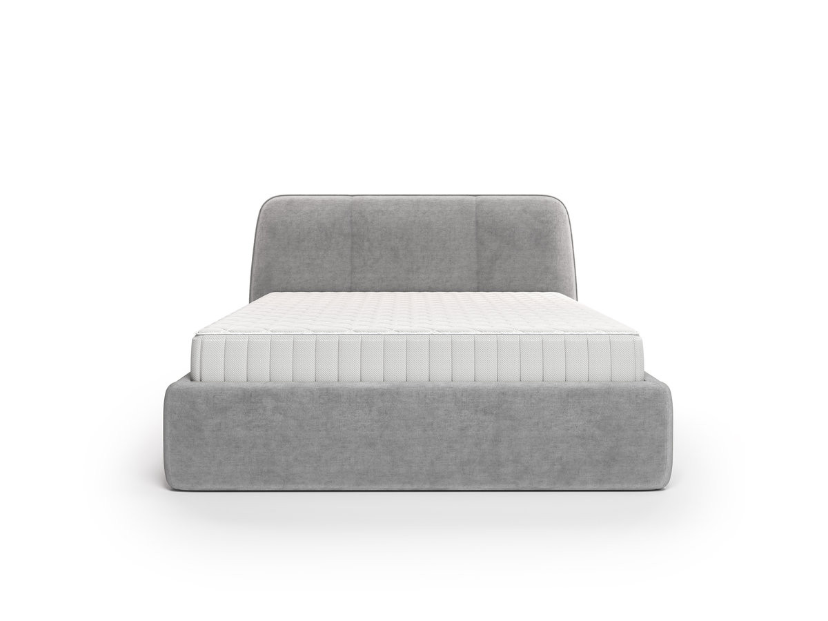 Ensemble avec lit coffre MOONA velours lisse + matelas hybride gris — vue 4
