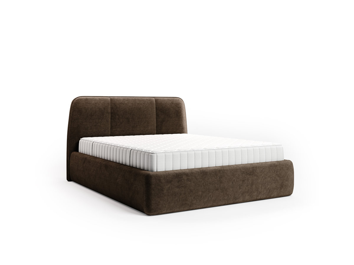 set met opbergbed moona in glad fluweel + matras gekleurd bruin