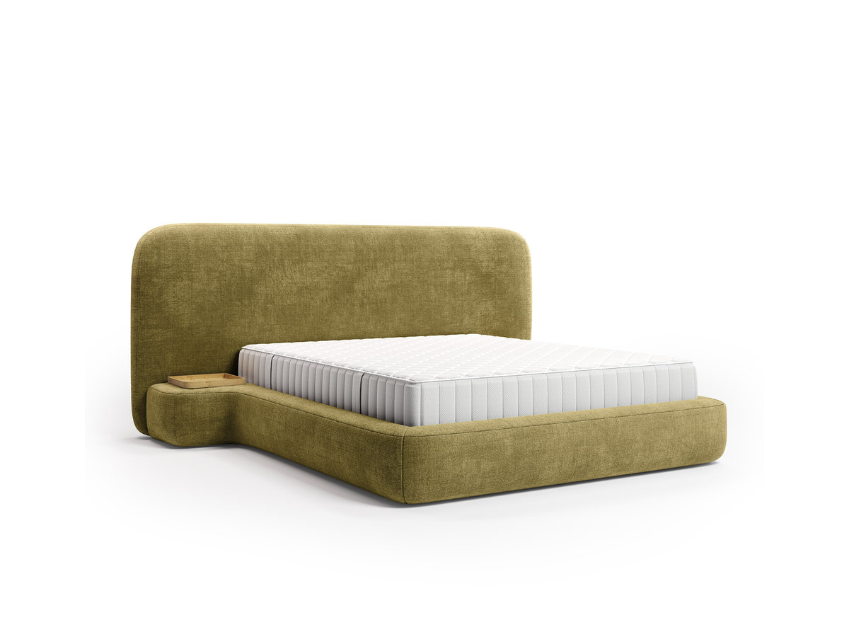 Ensemble avec lit coffre électrique AURAE avec chevets intégrés + matelas hybride vert — vue 3