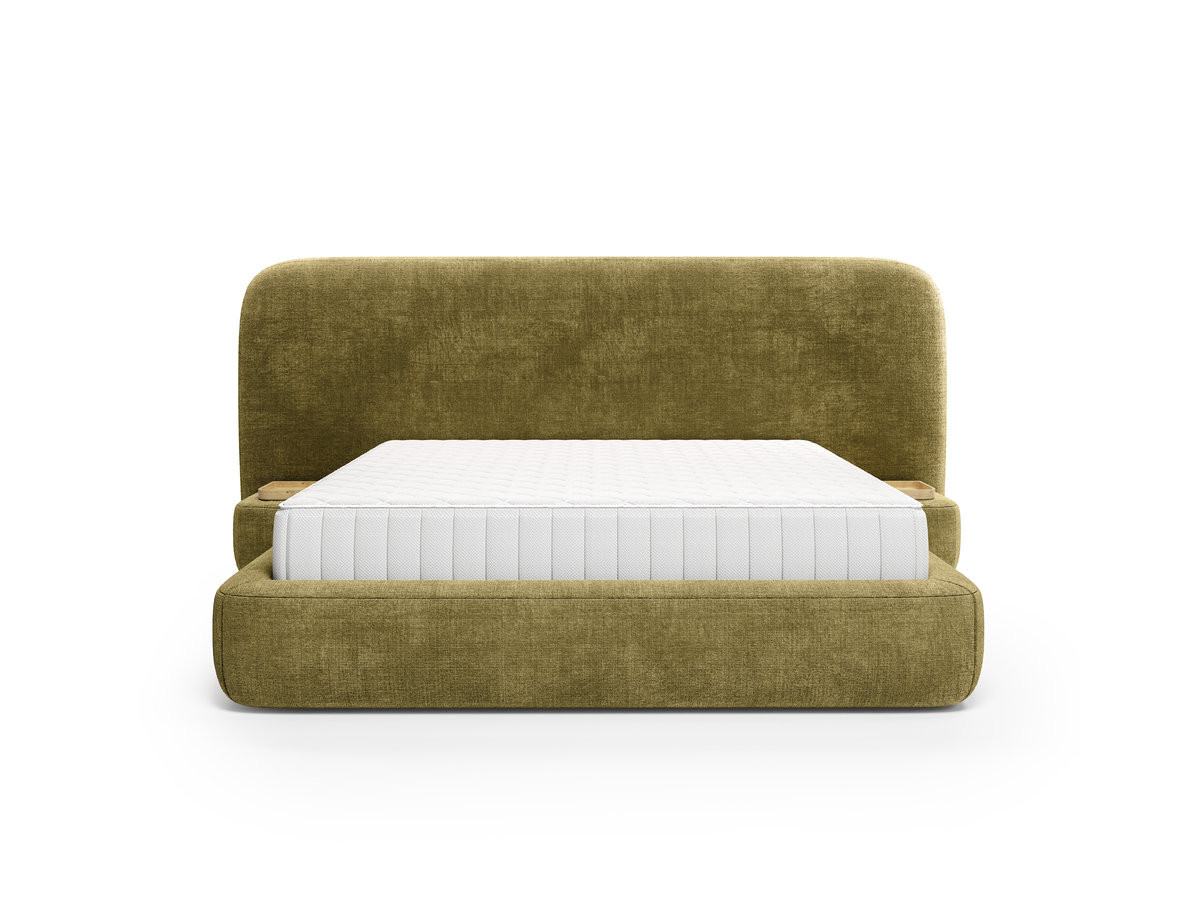 Ensemble avec lit coffre électrique AURAE avec chevets intégrés + matelas hybride vert — vue 6