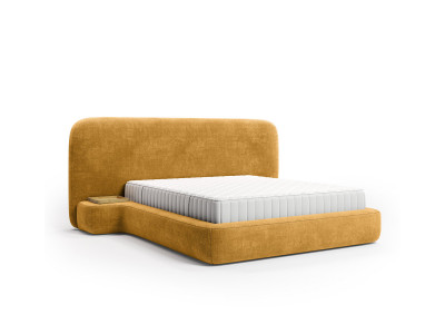 Ensemble avec lit coffre électrique AURAE avec chevets intégrés + matelas hybride