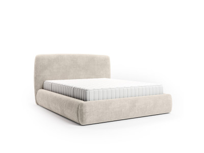 Ensemble avec lit coffre électrique ELIXA tissu texturé + matelas hybride