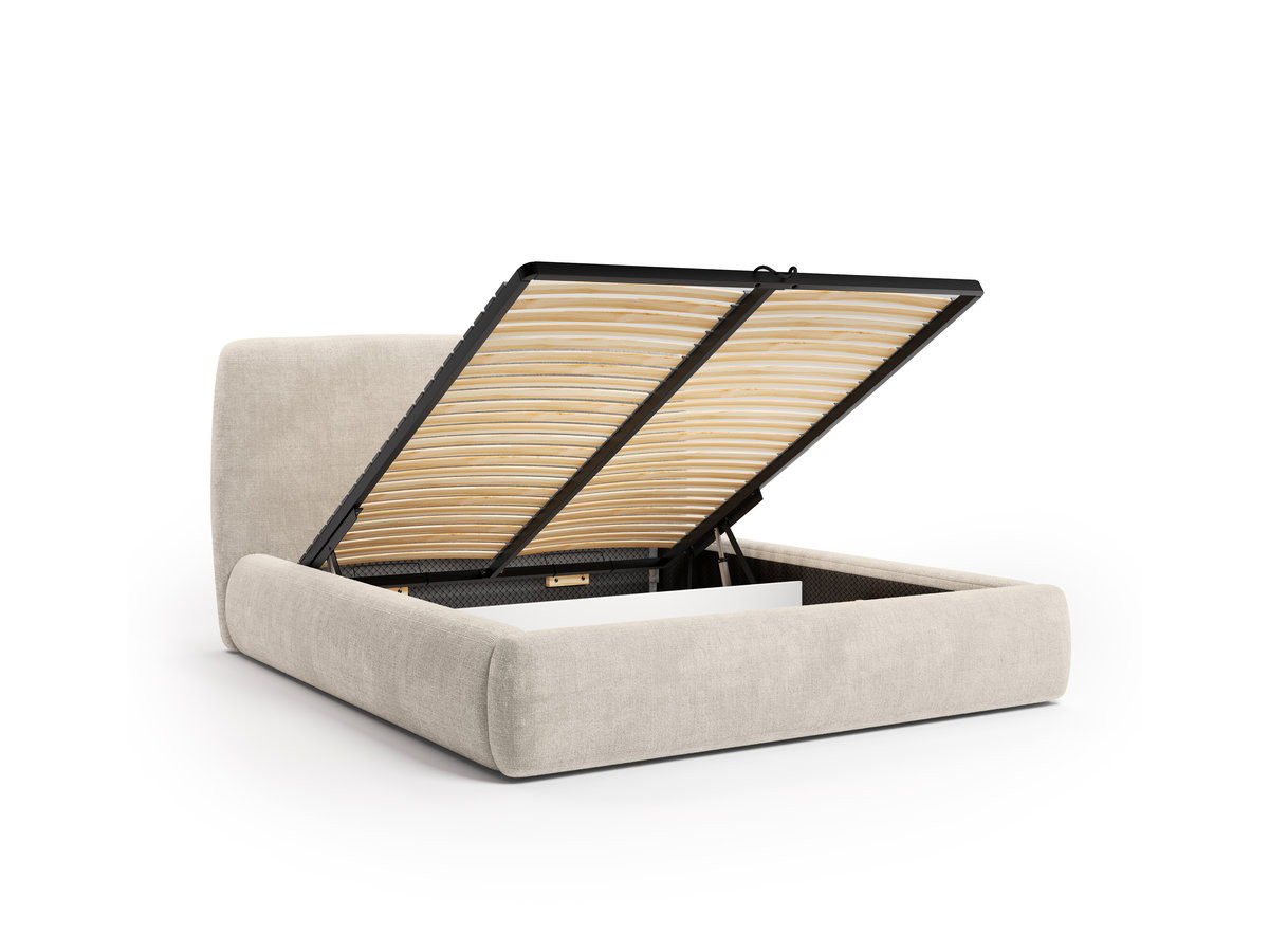 Ensemble avec lit coffre électrique ELIXA texturé + matelas hybride beige — vue 6