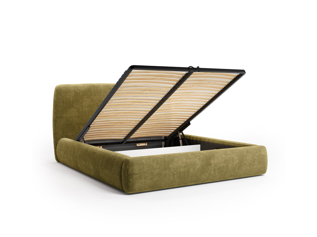 Ensemble avec lit coffre électrique ELIXA tissu texturé + matelas hybride