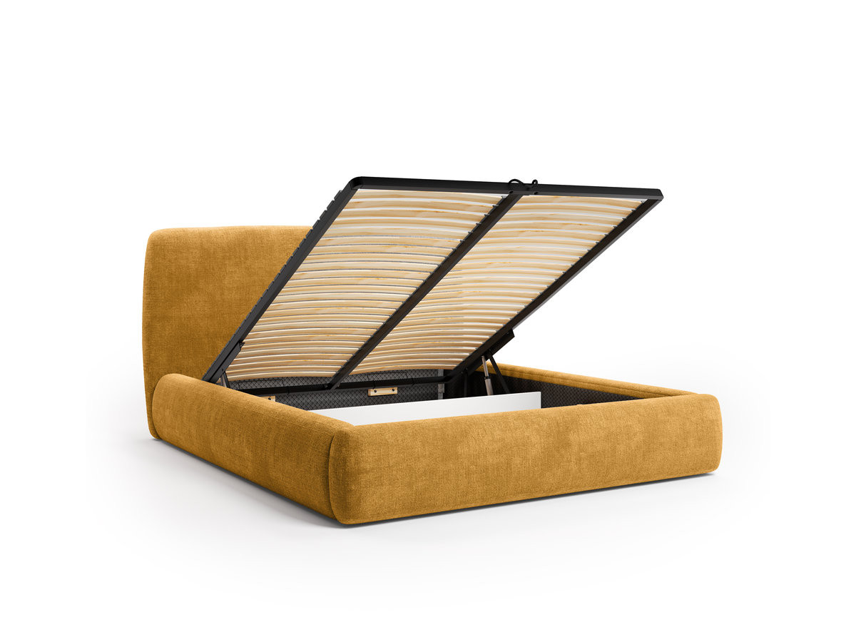 Ensemble avec lit coffre électrique ELIXA tissu texturé + matelas hybride