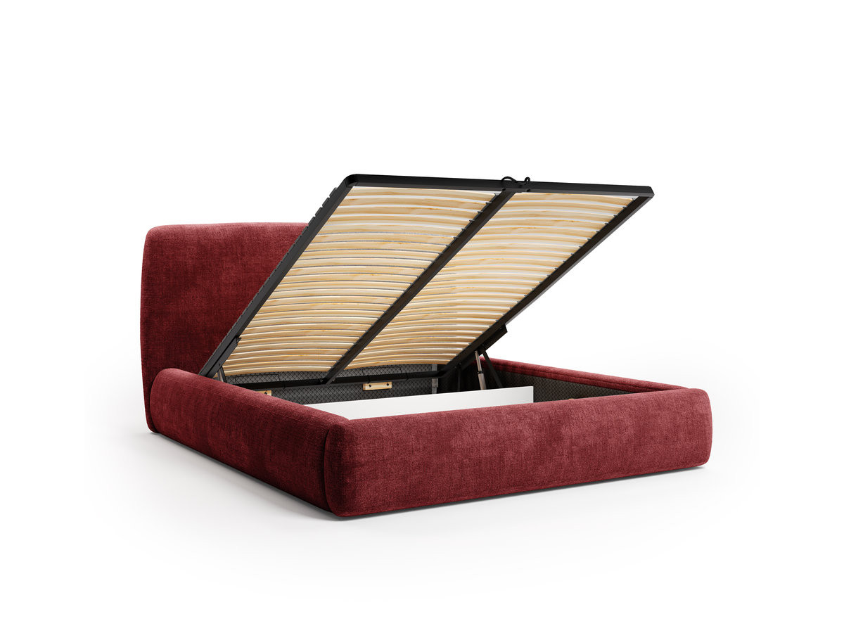 Ensemble avec lit coffre électrique ELIXA tissu texturé + matelas hybride