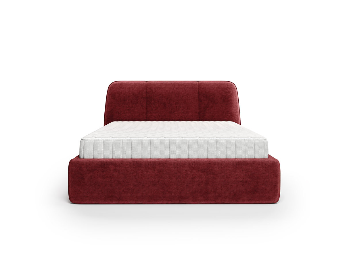 Ensemble avec lit coffre électrique MOONA velours lisse + matelas hybride rouge — vue 5