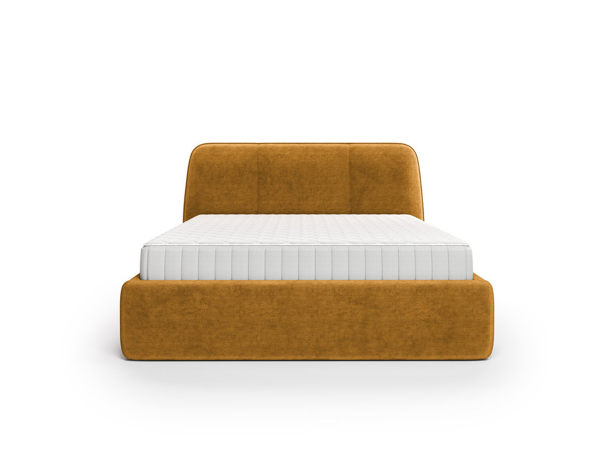 Ensemble avec lit coffre électrique MOONA velours lisse + matelas hybride jaune — vue 5