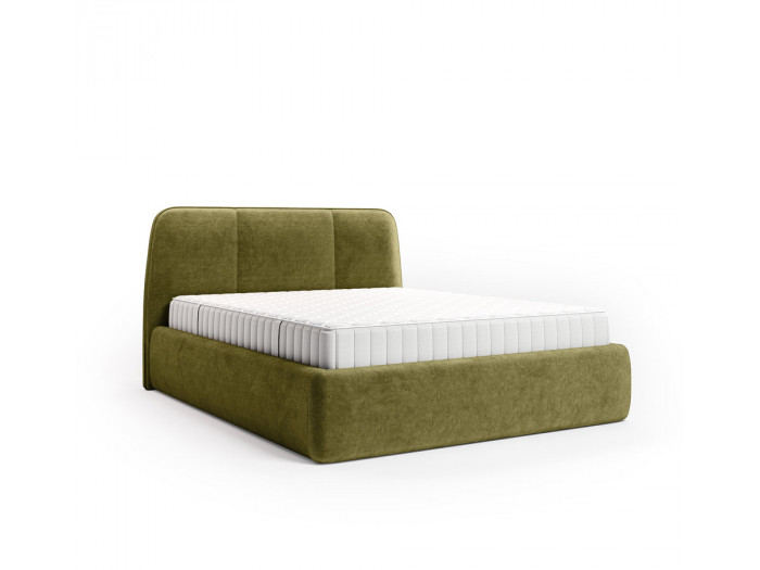 Ensemble avec lit coffre électrique MOONA velours lisse + matelas hybride