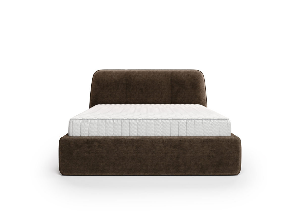 Ensemble avec lit coffre électrique MOONA velours lisse + matelas hybride