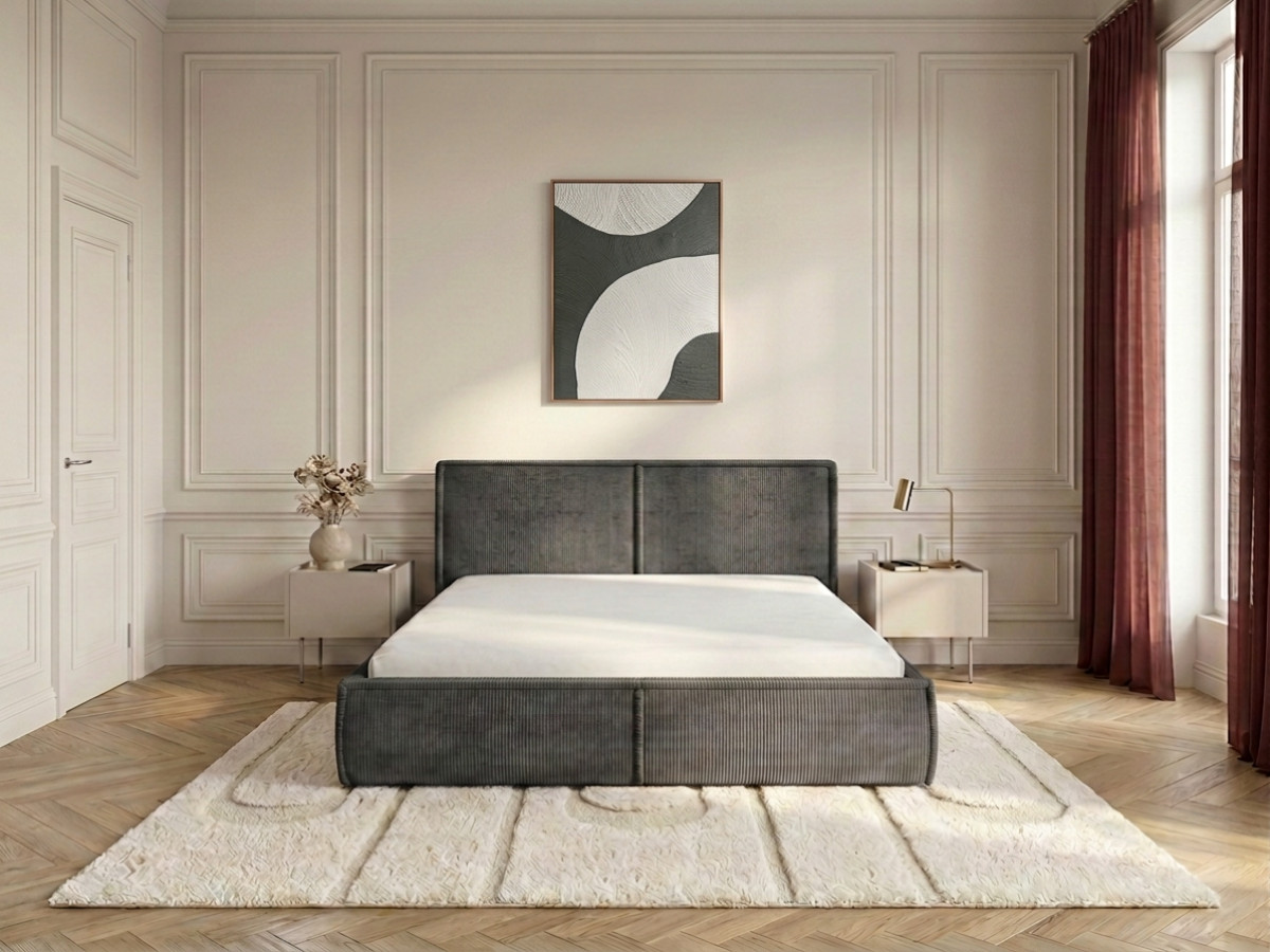 Lit coffre PALATIUM velours gris — vue 6